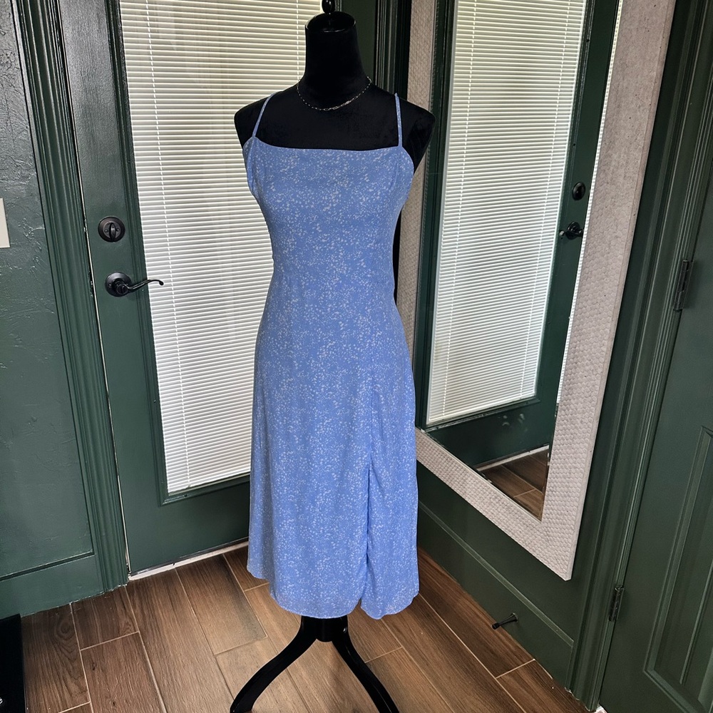 Elegant Blue Spaghetti Strap Dress